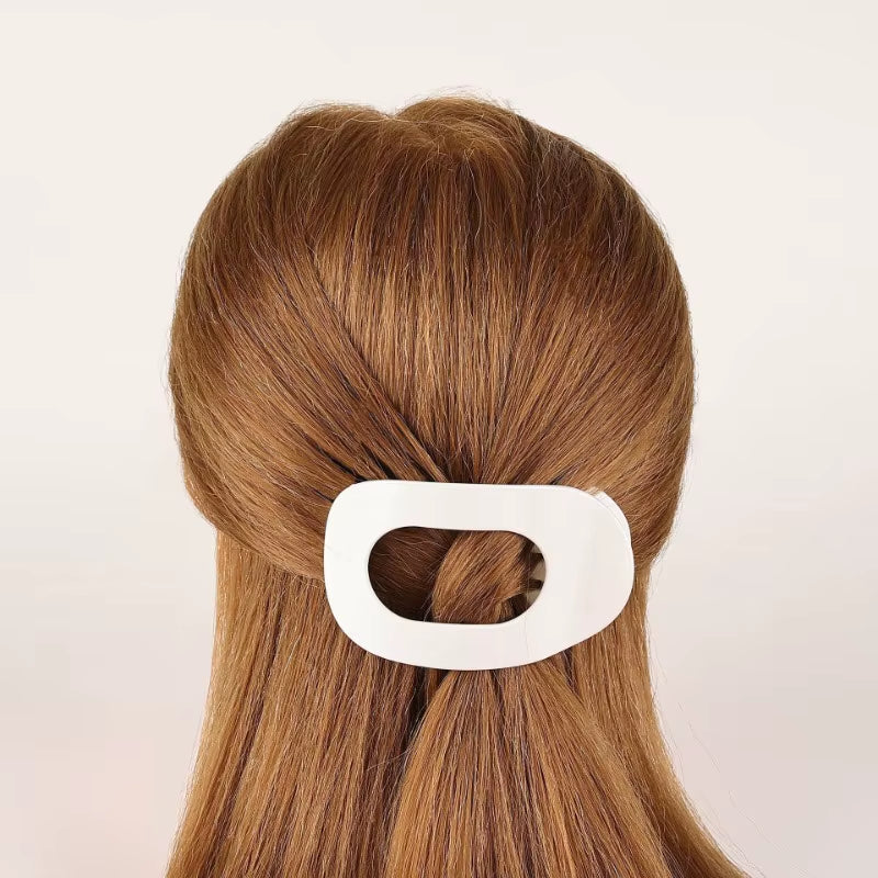 1Pcs Vintage Flat Circular Hair Clip with Duckbill Grip Leopard Matte Curved Flat Styling Barrettes Acrylic Hair Accessories